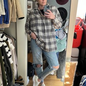 French Connection | plaid flannel pullover tunic top oversized
